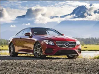  ?? MERCEDES-BENZ ?? It’s a rarity to run across a luxury coupe as good as the 2018 Mercedes-Benz E400 Coupe, with eloquent, elegant styling that imparts the car with a notable presence.