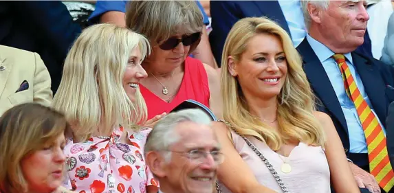  ??  ?? Actress Joely Richardson and TV presenter Tess Daly watch the action on Centre Court from the Royal Box at Wimbledon yesterday. Photo: PA