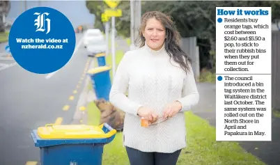  ?? Photo / Michael Craig ?? Jackie Oberholzer has problems with Auckland Council’s tag system for rubbish collection.