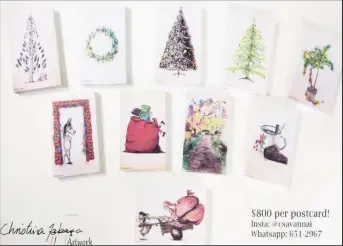  ?? ?? Handmade watercolou­r Christmas cards