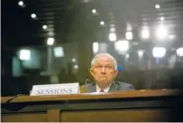  ?? AL DRAGO/THE NEW YORK TIMES ?? Attorney General Jeff Sessions testifies Tuesday before the Senate Intelligen­ce Committee in Washington.