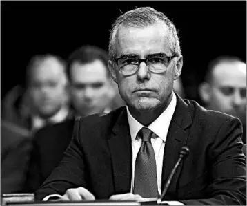  ?? ALEX BRANDON/AP ?? Andrew McCabe, who stepped down as deputy FBI director in January due to a Justice Department inquiry but took leave until he could get retirement benefits, said his firing is part of the Trump administra­tion’s “ongoing war on the FBI.”