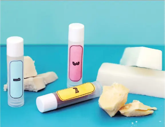  ?? HOLLY RAMER/THE ASSOCIATED PRESS ?? Shea butter and cocoa butter give homemade lip balm its moisturizi­ng qualities, while beeswax adds structure that keeps the balm solid in the tube.