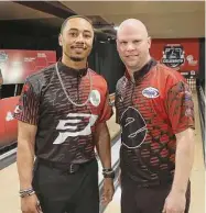  ?? Jesse Grant/TNS ?? Pro baseball player Mookie Betts, left, and pro bowler Tommy Jones attend the 2017 State Farm Chris Paul PBA Celebrity Invitation­al held in Los Angeles.