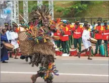  ?? KEPSEU / XINHUA ?? Dancers perform during National Day celebratio­ns in Yaounde, Cameroon on May 20. The country marked its 51st National Day with military and civilian parades in the capital and festivitie­s around the country.