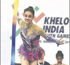  ?? HT ?? Bavleen Kaur during a rhythmic gymnastics routine on Friday.