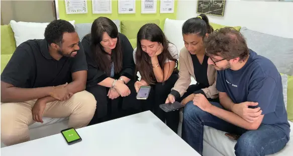  ?? Matrix PR ?? Employees at Matrix Public Relations in Dubai have downloaded Duolingo as part of an office challenge to boost their proficienc­y in Arabic