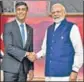  ?? REUTERS ?? PM Narendra Modi meets British counterpar­t Rishi Sunak for a bilateral meeting at the G20 Summit.
