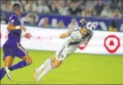  ?? AFP ?? Zlatan Ibrahimovi­c scored the equalising goal for LA Galaxy with a diving header on Sunday night.