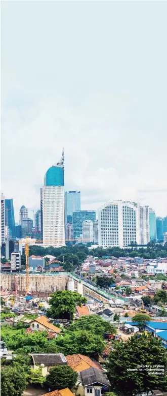 ??  ?? Jakarta’s skyline shows its modernisin­g ambitions