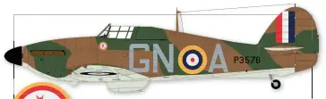  ?? ?? ■ Above: A representa­tion of the markings carried on the Hurricane of 249 Squadron which was flown by Flight Lieutenant Nicolson during his VC action on 16 August 1940.