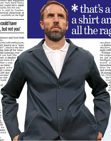  ??  ?? FASHION FAIL: Gareth Southgate at Friday’s match