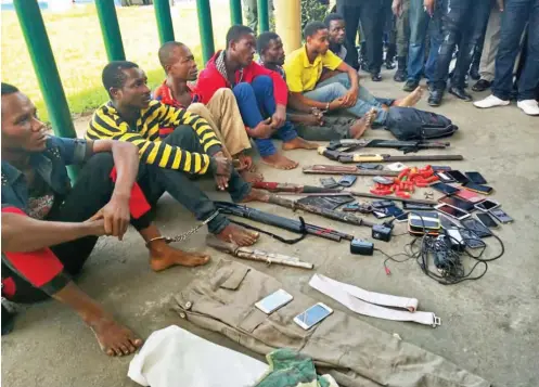  ?? (File Photo) ?? Suspected kidnappers during their parade by the Rivers State Police Command in Port Harcourt