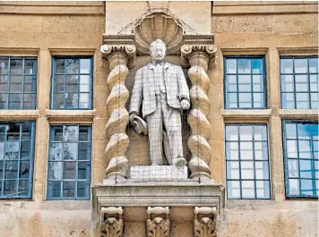  ??  ?? The statue of Cecil Rhodes outside Oriel College, Oxford. Most people agree it is wrong to judge historical characters by today’s values