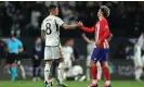  ?? Bakhsh/Getty Images ?? Toni Kroos and Antoine Griezmann clasp hands at full time. Photograph: Yasser