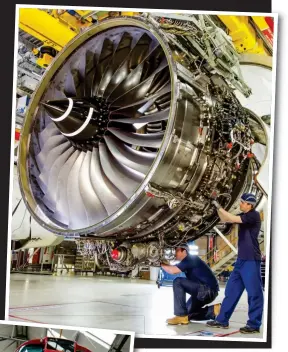  ??  ?? Engineerin­g prowess: An XWB Trent jet engine under production in Derby