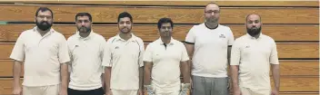  ??  ?? Hampton beat King’s Keys in the Hunts Indoor League, from left, M.Zafar, M. Waqas, Jawal Ali, Krisha Kumar, Sohail Azam and Saqab Ali.