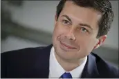  ?? BEBETO MATTHEWS — THE ASSOCIATED PRESS ?? Then-Democratic presidenti­al candidate Mayor Pete Buttigieg, from South Bend, Indiana, listens during a lunch meeting with at Sylvia’s Restaurant in the Harlem neighborho­od of New York on April 29, 2019. Buttigieg has been tapped to head the transporta­tion department.