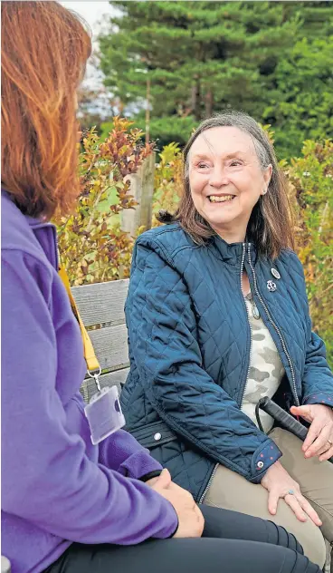  ?? ?? Janice Mitchell with support worker Katrina Campbell at Sight Scotland Veterans’ Linburn Centre in West Lothian
Picture Callum Bennetts