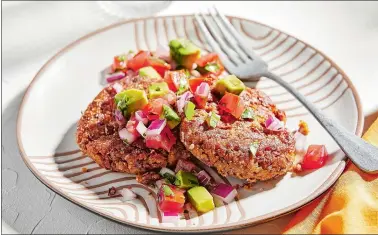  ?? PHOTO FOR THE WASHINGTON POST BY TOM MCCORKLE ?? Pinto Bean Cakes With Avocado Salsa