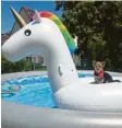  ?? Foto: Berger ?? Mounty aus Gundelfing­en hat das Wasser-Einhorn bezwungen.