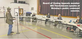  ?? BY LUKE CHRISTOPHE­R FOR FOOTHILLS FORUM ?? Board of Zoning Appeals member Bill Tieckelman­n speaks at Monday’s public comment session.