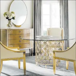  ?? Soleil Design ?? Gold leaf brings out carved details on a traditiona­l piece of furniture.