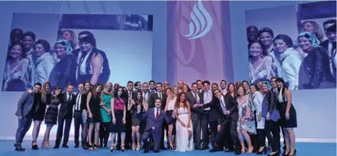  ??  ?? Happy days... Starcom MediaVest Group celebrate on stage after being named ‘Media Agency of the Year’