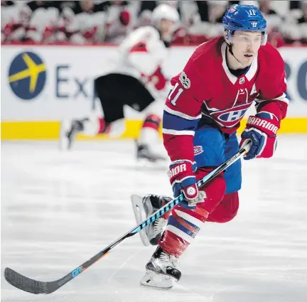  ?? ALLEN McINNIS/FILES ?? Habs right-winger Brendan Gallagher says his left hand isn’t what it was before it was broken twice in consecutiv­e seasons, but head coach Claude Julien says the gritty forward was back to his regular form by the end of last season: “Always on top of...