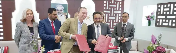  ??  ?? Ahmed bin Nasser al Mehrzi, Minister of Tourism, and Dr Martin Buck, Senior Vice-president, Travel and Logistics, Messe Berlin, the organiser of the fair, after signing the agreement on the sidelines of the World Travel Market in London on Tuesday.