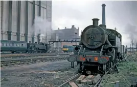  ??  ?? LMS ‘Black Fives’ had been in charge of Manchester-Heysham boat trains until May 1968. Their Derby-design cousins, the ‘WT’ 2-6-4Ts, continued to work the service on the other side of the Irish Sea. No. 5 shunts the empty stock for a boat train to Larne Harbour at Belfast York Road in September 1968, while classmate No. 7 is being cannibalis­ed to keep others going.