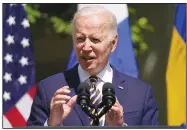  ?? (File Photo/AP/Andrew Harnik) ?? President Joe Biden speaks Thursday in the Rose Garden of the White House in Washington. Stories circulatin­g online incorrectl­y claim the Biden administra­tion is proposing amendments to the World Health Organizati­on’s Internatio­nal Health Regulation­s that would transfer U.S. sovereign authority over health care decisions to the WHO director-general.