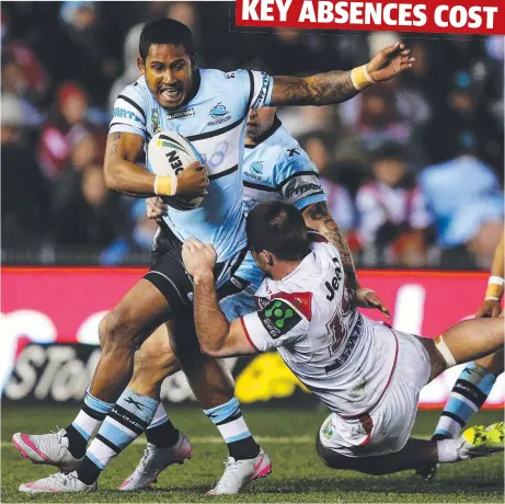  ?? Picture: BRETT COSTELLO ?? WORK IN PROGRESS: Cronulla's Ben Barba during the game with St George- Illawarra at Remondis Stadium.