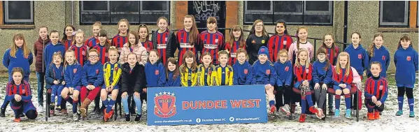  ??  ?? The Dundee West girls and ladies players pictured outside their clubrooms in Charlotte Street.