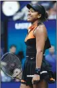  ?? AP/ADAM HUNGER ?? Naomi Osaka smiles Saturday after defeating Coco Gauff during the third round of the U.S. Open tennis tournament in New York.