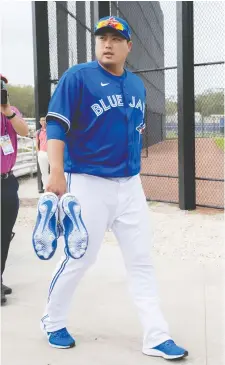  ?? DOUGLAS DEFELICE/USA TODAY SPORTS ?? Toronto Blue Jays fans are still waiting to see the team’s big free agent signing, starting pitcher Hyun-Jin Ryu, take the mound in Toronto in a game that matters.