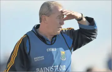  ??  ?? Looking ahead - Wicklow Senior football manager Harry Murphy sends his team into action on Sunday.