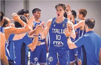  ?? COURTESY OF FIBA.COM ?? Timoty Van Der Knaap played for Italy's under-18 national team during the FIBA U18 European Championsh­ips in the summer of 2023. The 6-foot-9 recruit committed to Bradley as part of the Class of 2024.