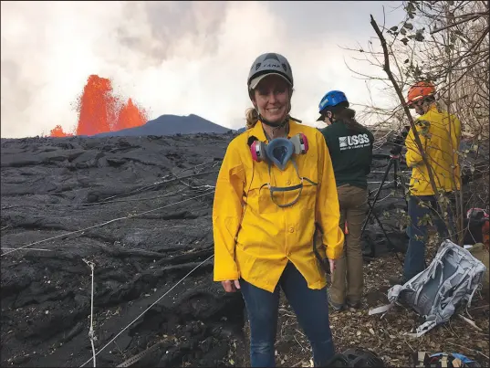  ?? VIA WENDY STOVALL VIA THE NEW YORK TIMES ?? Wendy Stovall, deputy scientist-in-charge at the U.S. Geological Survey’s Yellowston­e Volcano Observator­y, is pictured in 2018 at Kilauea in Hawaii. Scientists learned lessons from the 2018 Kilauea volcano outburst that are changing how responders prepare for volcanic eruptions in other places.