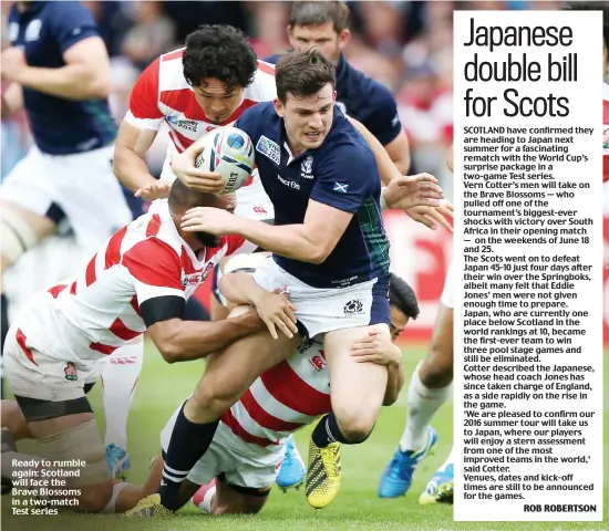  ??  ?? Ready to rumble again: Scotland will face the Brave Blossoms in a two-match Test series