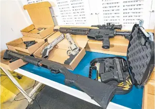  ?? YORK REGIONAL POLICE ?? York police also seized several weapons as part of Project Endgame. Experts say the smartest organized criminals are now expanding after their initial pandemic scare.