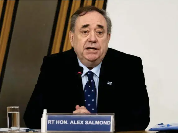  ??  ?? Former first minister Alex Salmond before giving evidence to a Scottish parliament ‘harassment committee’ yesterday (Getty)