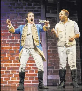  ??  ?? Adrian Lopez and Chuckie Benson star in “Spamilton: An American Parody,” which runs Tuesday through Feb. 10 at The Smith Center.