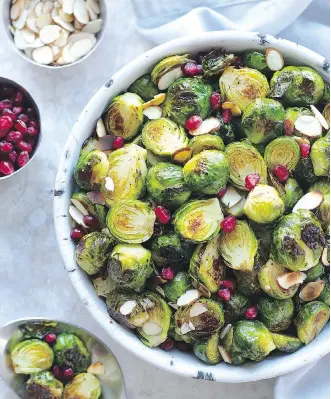  ??  ?? Maple-balsamic brussels sprouts from the Yum and Yummer cookbook by Greta Podleski.