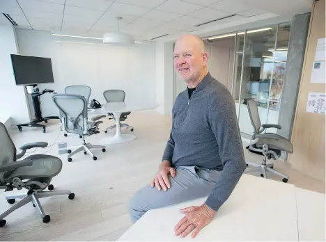  ?? JASON PAYNE ?? Chip Wilson, shown recently at his Vancouver office, has written a book, Little Black Stretchy Pants, detailing the rise and — in his telling — fall of Lululemon. Wall Street is leery about his desire to regain a seat in the company’s boardroom.