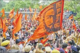  ??  ?? ▪ Marathas demanding reservatio­n protest in Pune last year.