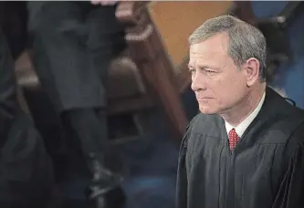  ?? DREW ANGERER BLOOMBERG ?? U.S. Supreme Court Chief Justice John Roberts is in a rare public dispute with President Donald Trump on the independen­ce of the judiciary branch. His challenge to Trump’s comments is unpreceden­ted in modern times.