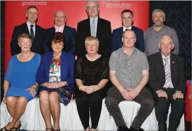  ??  ?? Local Voluntary Organisers. Back Row (L-R), John Healy – Drogheda, Alan Sloane – Loch Gowna, Professor Anthony Staines – Chairperso­n of the Board of the Irish Blood Transfusio­n Service, Liam Maguire – Red Cross, Paul Doherty – Athboy
Front Row (L-R);...