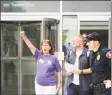  ?? Bob Luckey Jr. / Hearst Connecticu­t Media ?? Protest organizer Cheryl Juaire during a protest outside Purdue’s headquarte­rs in downtown Stamford on Aug. 17.