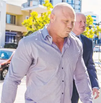  ??  ?? Former NRL player Anthony Watts arrives at Southport Courthouse where he pleaded guilty.